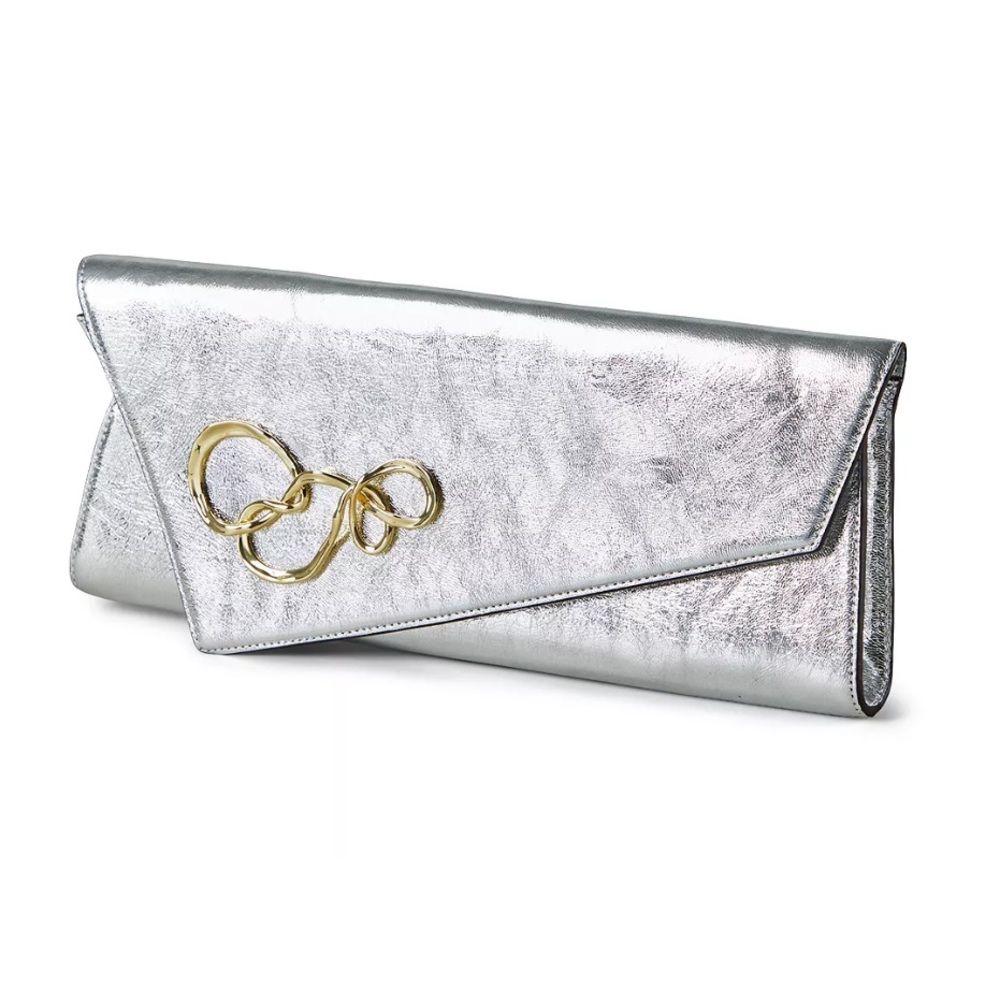 NWT Alexis Bittar Twisted Gold Angular Clutch - Silver